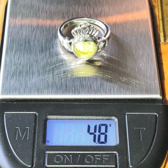 Natural Connemara Marble Sterling Silver Claddagh Ring Discounted Size 6.75 - Picture 8 of 10